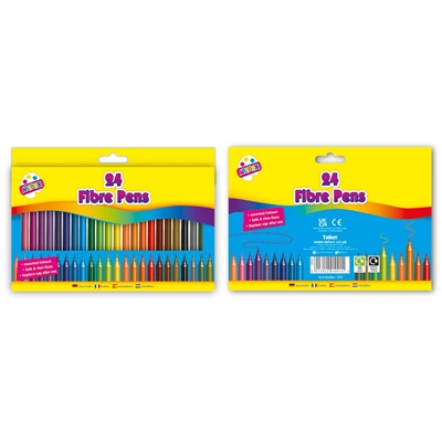 24 fine tip Fibre Colouring Pens