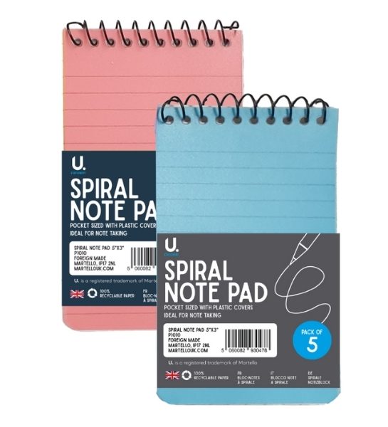 Spiral Notepad 5"x3",5pk Asst 1