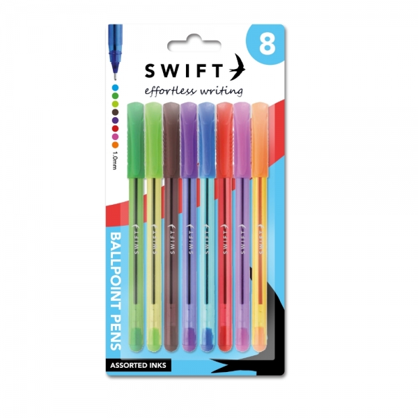Multicoloured Ballpoint Pens, 8pk
