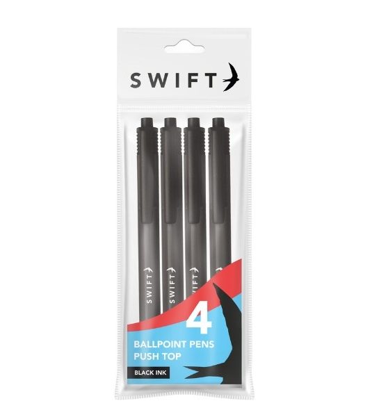 Tinted Retractable Pens, 4pk Black