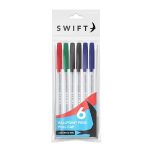Pull Cap Ballpoint Pens, 6pk Assorted in pouch